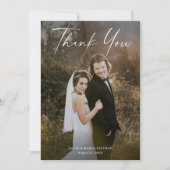 Moderne Script Calligraphy Photo Wedding Bedankkaart (Voorkant)