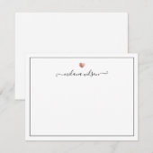 Moderne Script Calligraphy Roos Gold Heart Notitiekaartje (Voorkant / Achterkant)