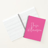 Moderne Script Calligraphy Simple Custom Name Roze Notitieboek (Binnen)