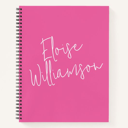 Moderne Script Calligraphy Simple Custom Name Roze Notitieboek (Voorkant)