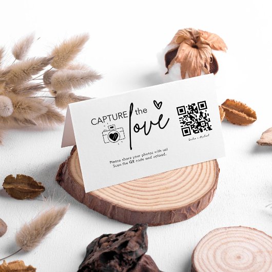 Moderne Script Capture The Love QR-code Vouwkaart Kaart