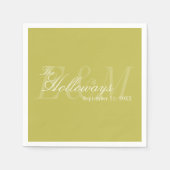 Moderne Script Chartreuse Monogram Huwelijk Servet (Voorkant)