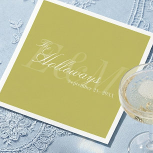 Moderne Script Chartreuse Monogram Huwelijk Servet