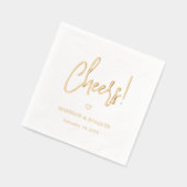 Moderne Script Cheers & Chic Simple Heart Trouwfee Folie Servetten (Links)