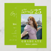 Moderne Script Citrus Photo Graduation Party Kaart (Voorkant / Achterkant)