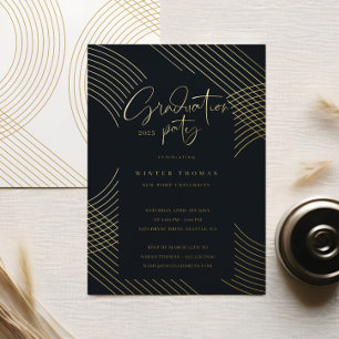 Moderne Script Concentric Arches Graduation Party Folie Uitnodiging