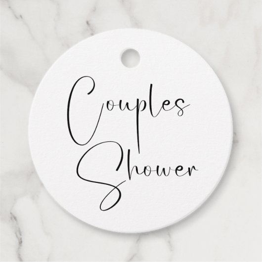 Moderne Script Couples Shower Bedankjes Labels (Voorkant)