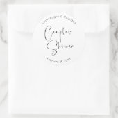 Moderne Script Couples Shower Ronde Sticker (Tas)