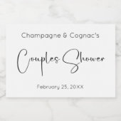 Moderne Script Couples Shower Sparkling Wijnetiket (Enkel label)