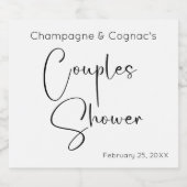 Moderne Script Couples Shower Sparkling Wijnetiket (Enkel label)