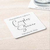 Moderne Script Couples Shower Vierkante Kartonnen Onderzetter (Schuin)