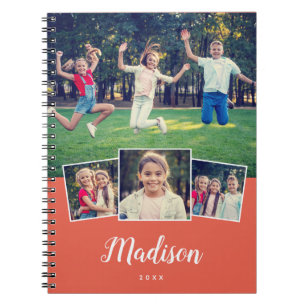 Moderne Script Custom Name Cool 4 Photo Collage Ni Notitieboek