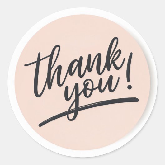 Moderne Script "Dank je wel" Ronde Sticker – Elega (Voorkant)
