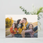 Moderne script dankbaar fotovakantie feestdagenkaart (Staand voorkant)