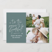 Moderne script dankbaar fotovakantie feestdagenkaart (Voorkant)