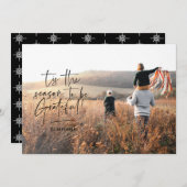 Moderne script dankbaar fotovakantie feestdagenkaart (Voorkant / Achterkant)