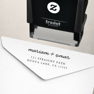 Moderne Script Eenvoudig Retouradres Bruiloft Zelfinktende Stempel