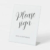 Moderne script eenvoudig trouwgastenboek reclamebord met voetstuk (Voorkant)