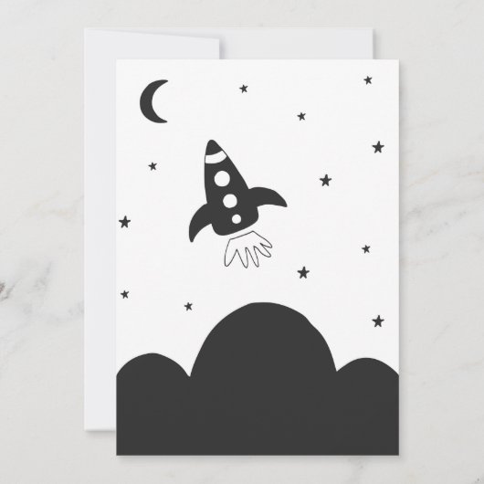 Moderne Script elegant Little Boy Black op White Kaart (Achterkant)