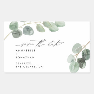 Moderne script elegant  niet-fotoeucalyptus rechthoekige sticker