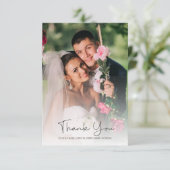 Moderne Script Elegant Wedding Photo 2 Sides Bedankkaart (Staand voorkant)