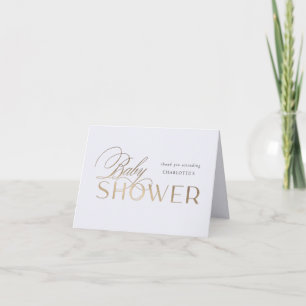moderne script elegante babyshower bedankje notitiekaartje