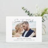 Moderne script elegante bruiloft save the date (Staand voorkant)