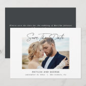 Moderne script elegante bruiloft save the date (Voorkant / Achterkant)
