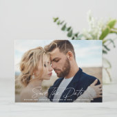 Moderne script elegante bruiloft save the date (Staand voorkant)