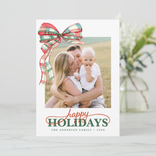 Moderne Script Elegante Kerstkaart (Staand voorkant)