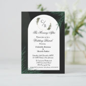 Moderne script emerald green bruiloft brunch party kaart (Staand voorkant)