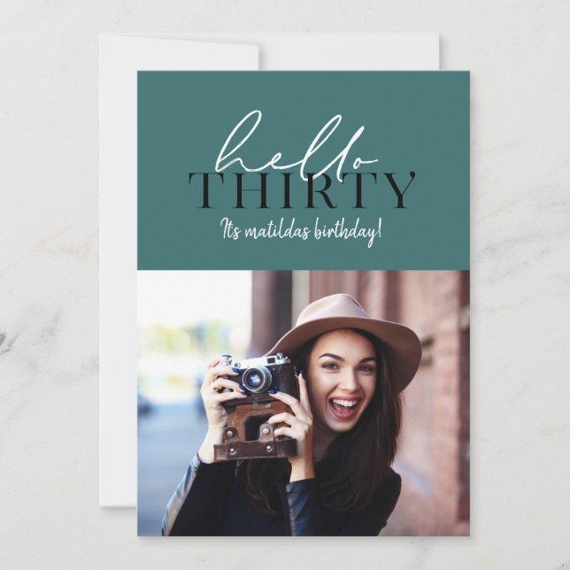 Moderne script en geometrische 30e verjaardagfoto (Voorkant)