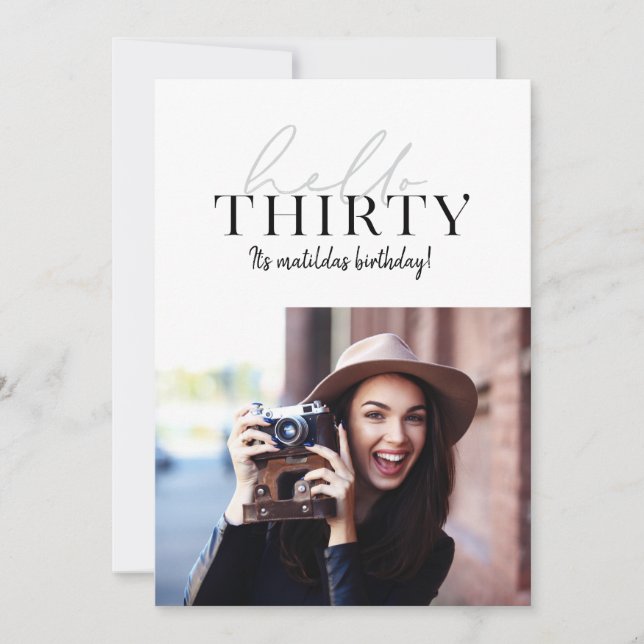 Moderne script en geometrische 30e verjaardagfoto (Voorkant)