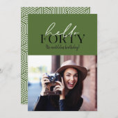 Moderne script en geometrische 40e verjaardagfoto (Voorkant / Achterkant)