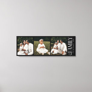 Moderne Script Familie Custom 3 Foto's Naam  Canvas Afdruk