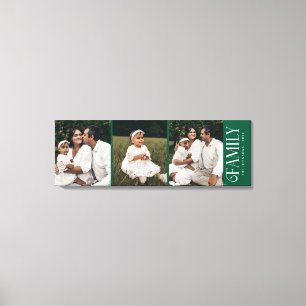 Moderne Script Familie Custom 3 Foto's Naam  Canvas Afdruk