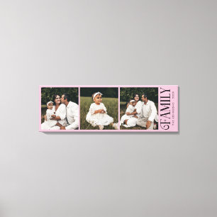 Moderne Script Familie Custom 3 Foto's Naam Canvas Afdruk