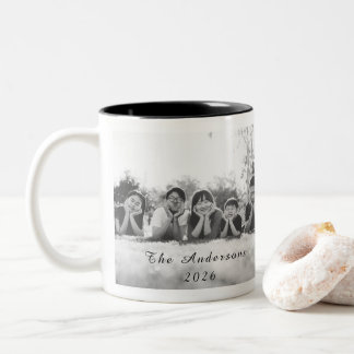 Moderne Script Familie Foto Tweekleurige Koffiemok
