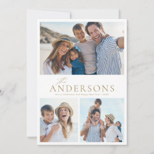 Moderne Script Family Photo Holiday-kaart Feestdagenkaart
