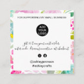 Moderne script florroze bedankt vierkante visitekaartje (Achterkant)