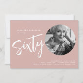 Moderne Script Foto 60e verjaardag Dusty Pink Kaart (Voorkant)