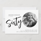 Moderne Script Foto 60e verjaardag Zwart & Wit Kaart (Voorkant)