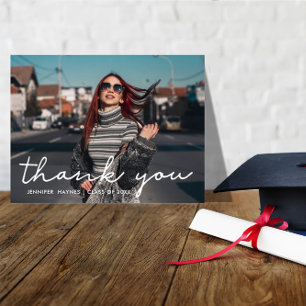 Moderne Script Foto Afstudeer Dankjewel Briefkaart