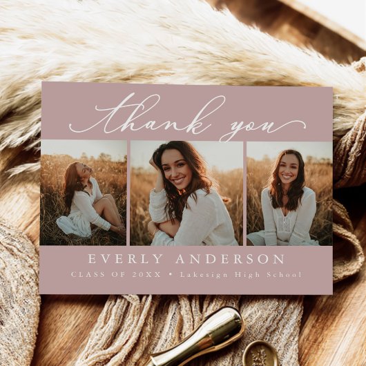 Moderne Script Foto Afstudeer Dankjewel Briefkaart