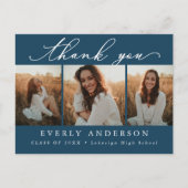 Moderne Script Foto Afstudeer Dankjewel Briefkaart (Voorkant)