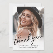 Moderne Script Foto Afstuderen Bedankkaart (Voorkant)