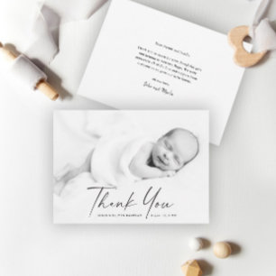 Moderne Script Foto Baby Bedankkaart