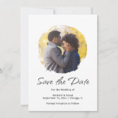 Moderne Script Foto Boho Minimalistische bruiloft Save The Date (Voorkant)