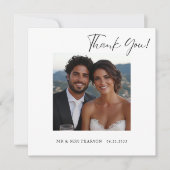 Moderne script foto bruiloft dank u bedankkaart (Voorkant)