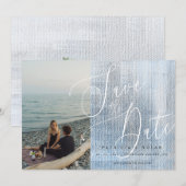 Moderne Script Foto Bruiloft Save The Date (Voorkant / Achterkant)